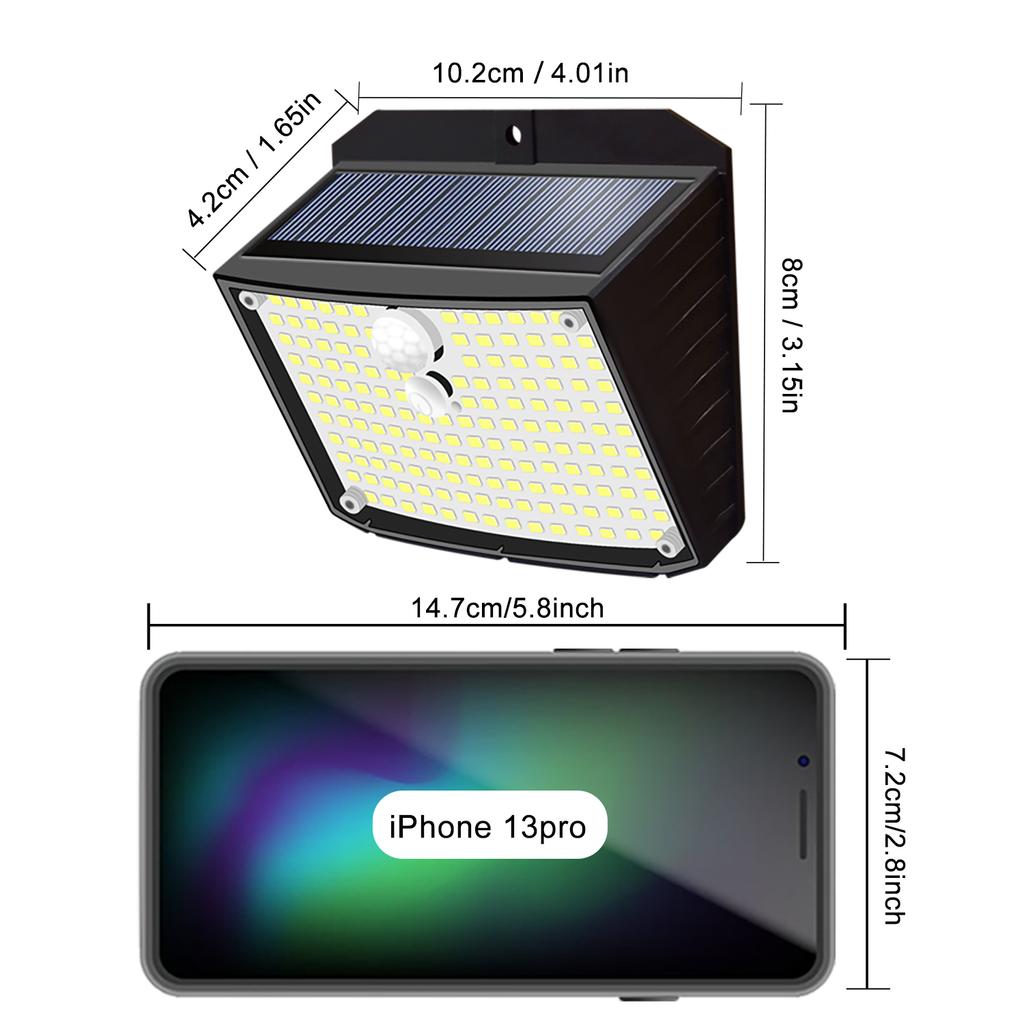 Solar Outdoor Light 158LED Motion Sensor Security Lights with 3 Modes IP65 Waterproof Solar Powered Wall Lights Outside for Yard