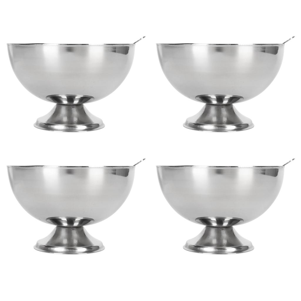 4Pcs Stainless Steel Dessert Bowl Multi Functional Drop Resistant Rustproof Ice Cream Cups with