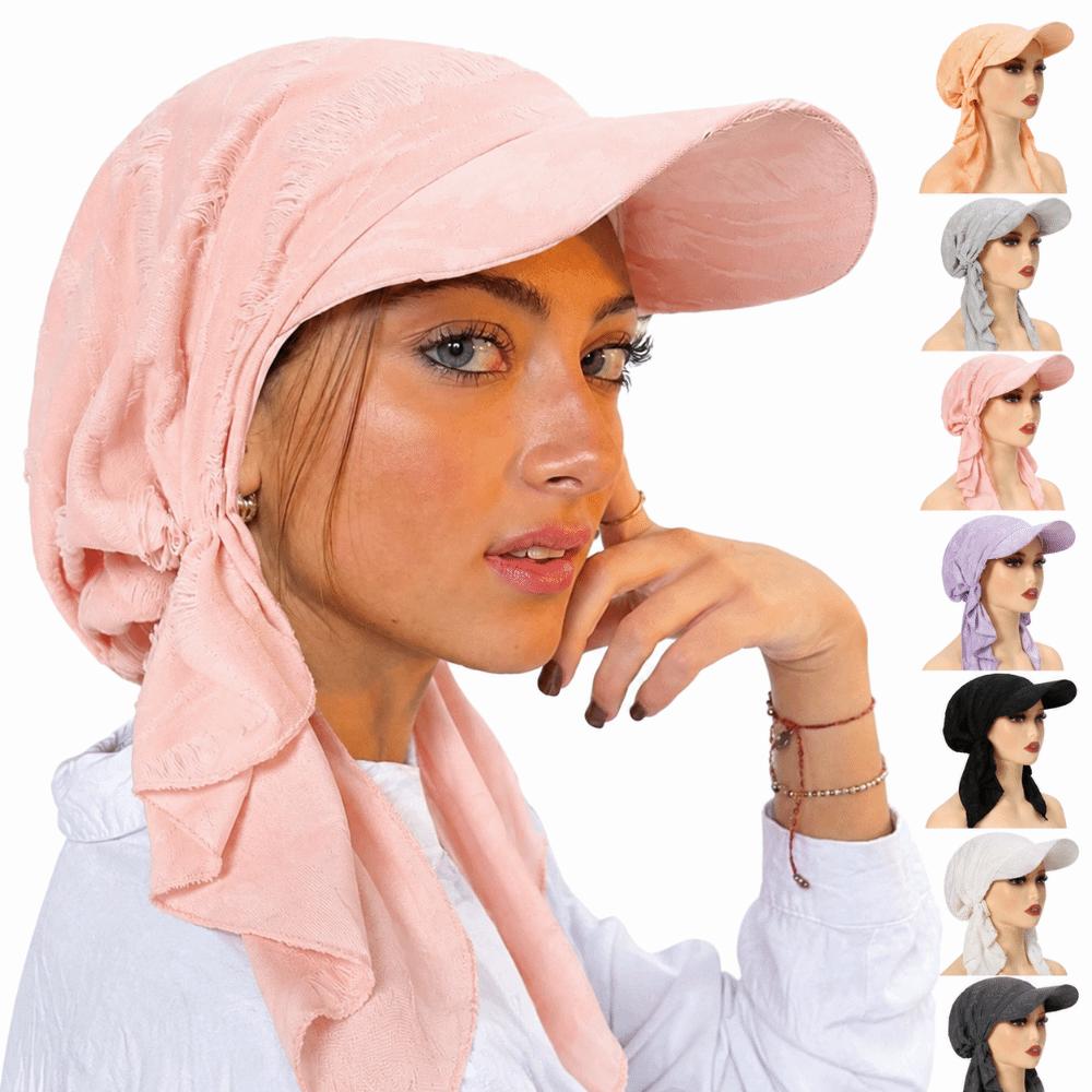 Stretch Fabric Baseball Cap Headscarf Curved Brim Sun Hat Headwrap Hajj Umrah