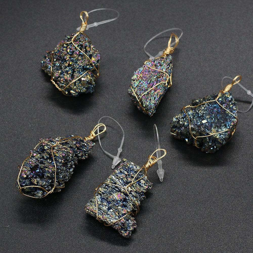 1Pc Energy Natural Stone Pendant Irregular Reiki Healing Raw Stone Crystal Charms for Jewelry Making DIY Necklace Accessories Crafts