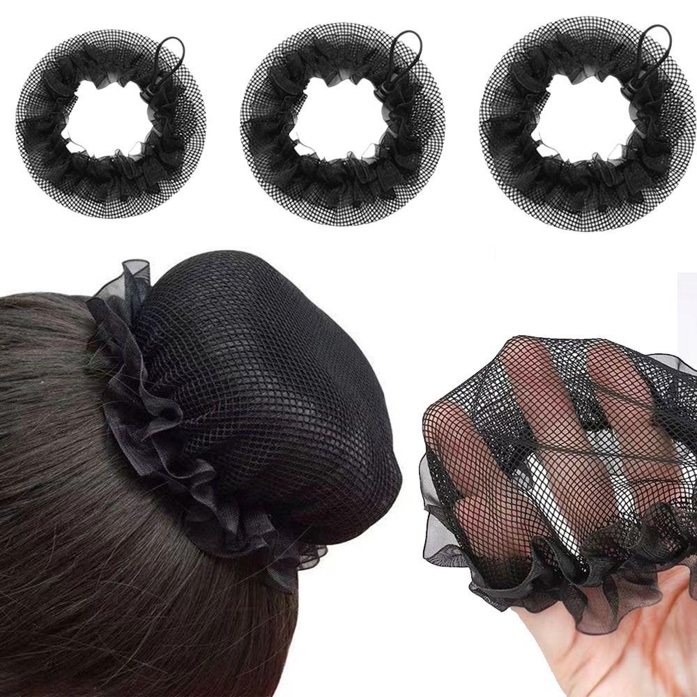 Elegant Drawstring Bun Hair Net Elastic Lace Work Headdress  For Women Girl Hair Accessories