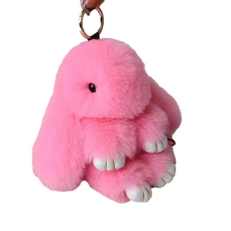 Mengmengtu Plush Rabbit Charm - Cute Faux Fur Keychain Pendant