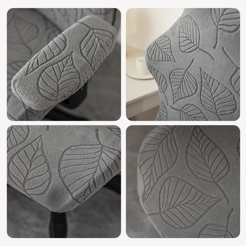 Jacquard Chair Cover Small Leaf Pattern Dustproof Non-Slip Wear-Resistant Elastic Seat Cover Computer Room Gaming Seat Protector