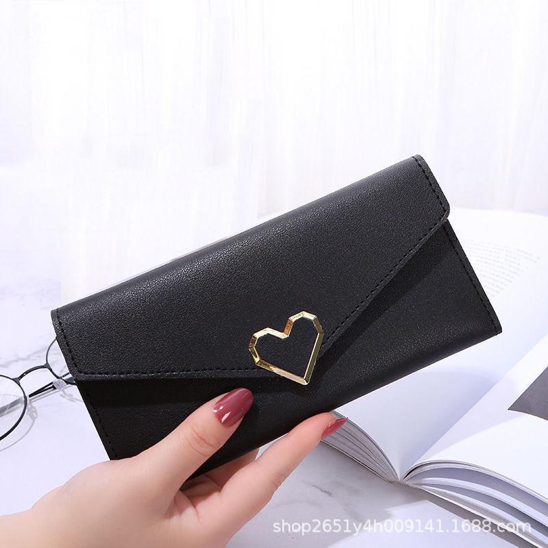 Solid Color Korean Style Slim Women's Long Wallet with Multi-Card Slots and Fresh Coin Purse