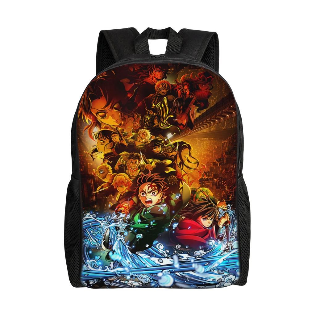 Demon Slayer backpacks Kimetsu no Yaiba Tanjiro Water Breathing Sword Daypack mochila Campus Zipper Closure Rucksack