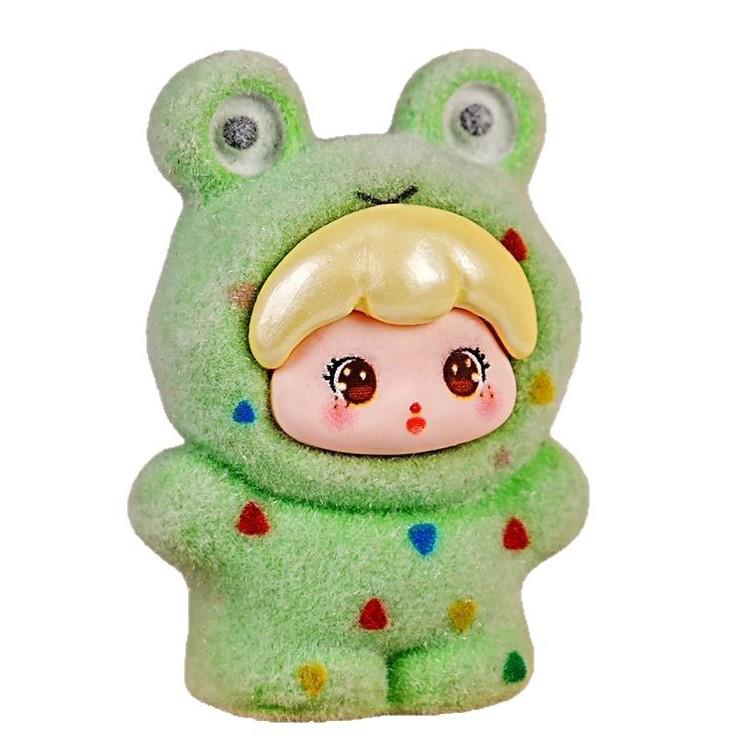New 3D Flocking DIY Blind Box with Cute Resin Doll Ornaments