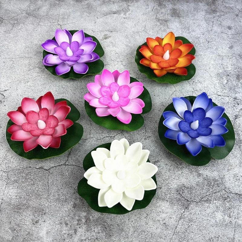 LED Lotus Night Lamp Floating Water Sensor Flower Lamps Garden Fish Tank Decor Festive Party Accessories Wishing Lotus Light