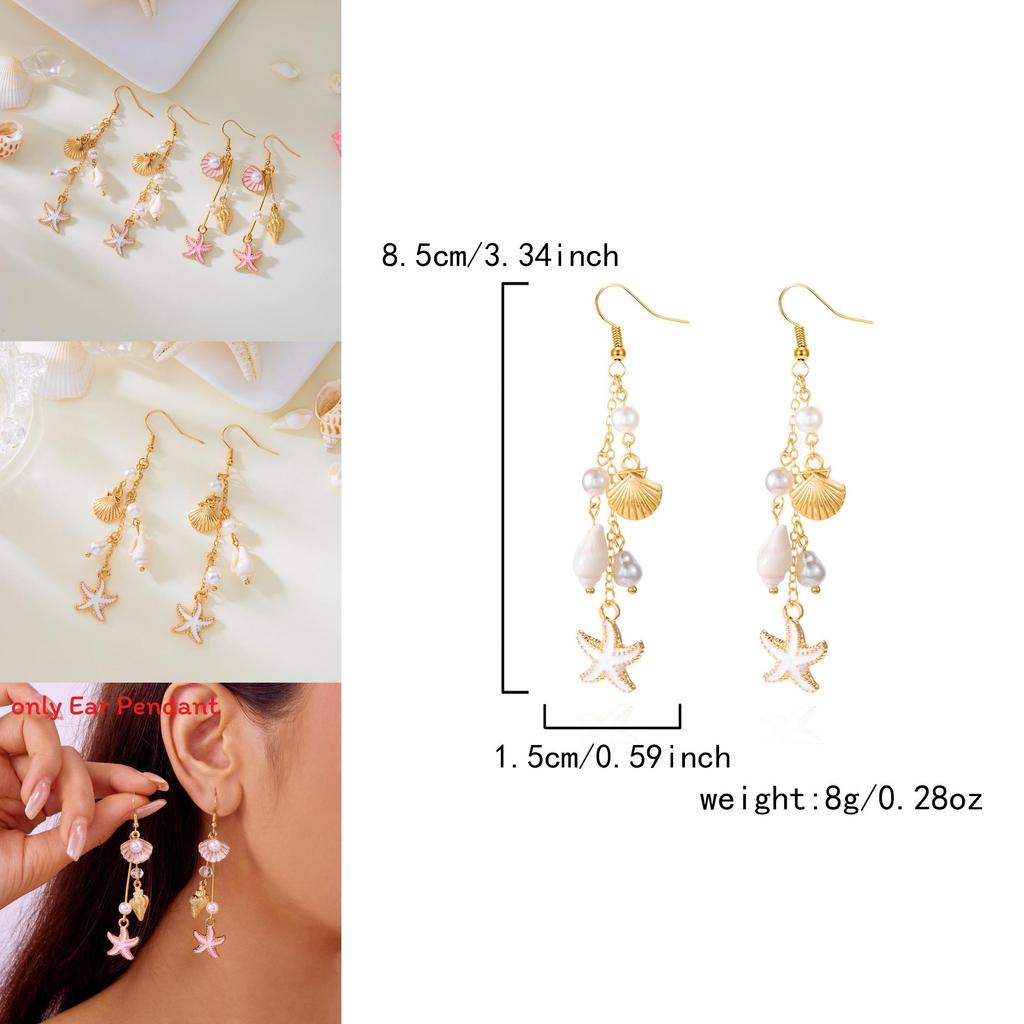 Summer Ocean Style Shell Pendant Earrings With Unique Geometric Design For Women