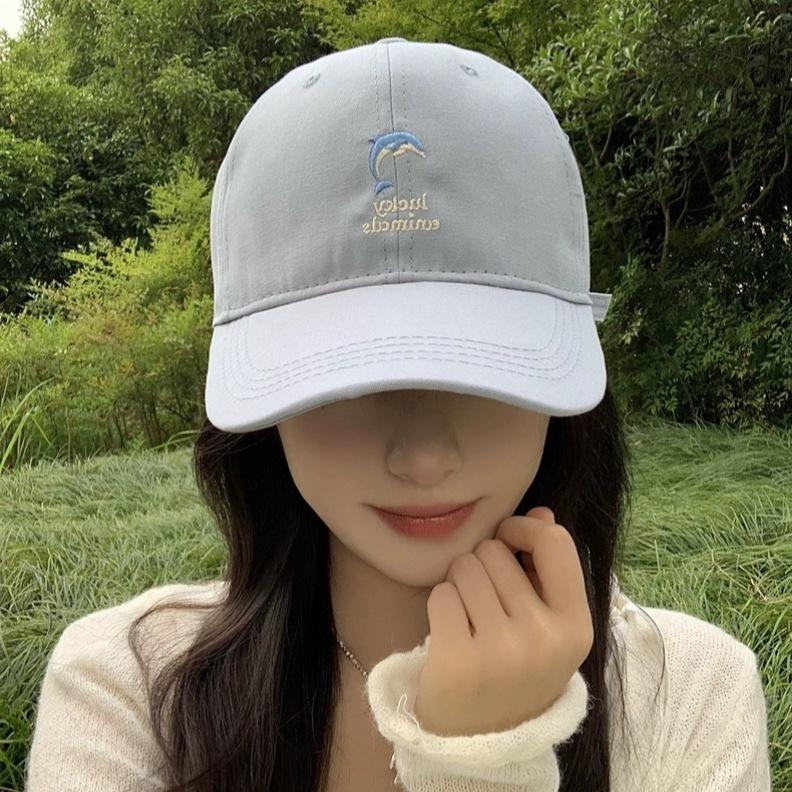 New Dolphin Letter Embroidery Baseball Cap Men's and Women's Versatile Outdoor Sports Sunshade Sunscreen Cap