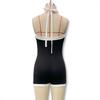 New European & American Fashion Black & White Color Block V-Neck Halter Backless Tie-Up Super Short Women's Jumpsuit