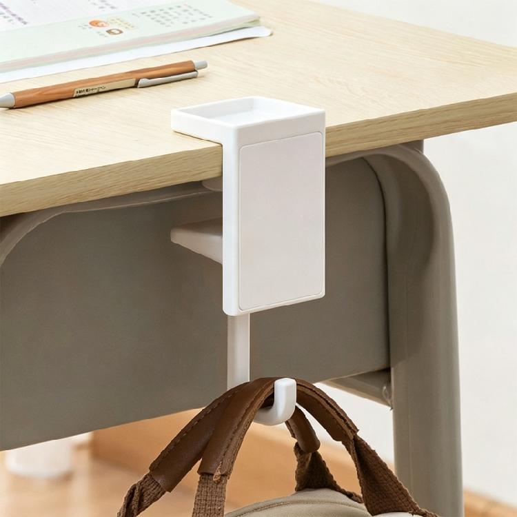 Shelf and Desk Bag Hook with Adjustable Grip, Removable Edge-Mount Backpack Holder for Study Table, Wardrobe Storage