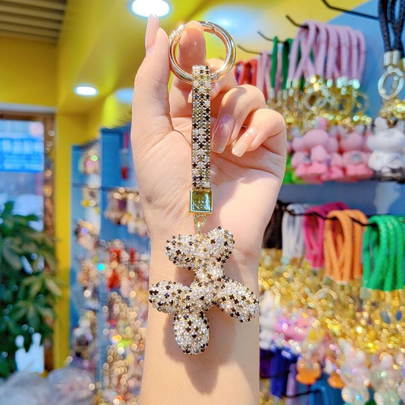 Balloons Dog Keychain With Czech Rhinestones For Gift And Party Decor