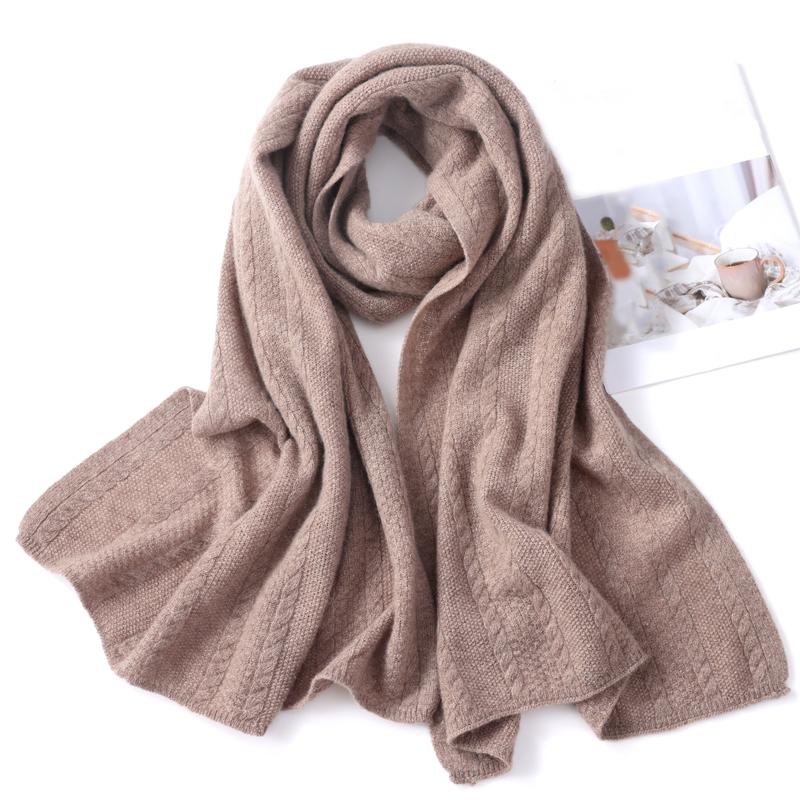 100% Wool Knitted Long Shalws For Women Winter Long Big Size Pashmina Soft Warm Neck Warmer Fashion Big Scarves 190cmx60cm