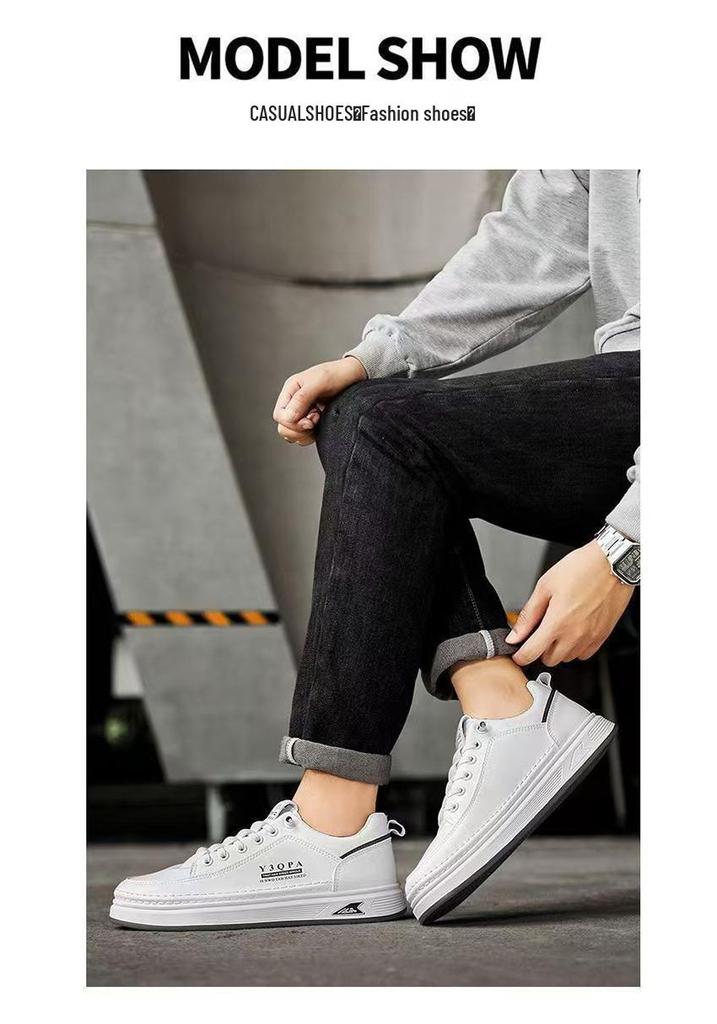 2026 Spring Men's Breathable White Skate Shoes - Comfortable & Versatile