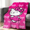 Hello Kitty Pattern Flannel Blanket,Cute Cartoon Print Soft and Skin-Friendly Sofa Office Travel Blanket Suitable for All Season