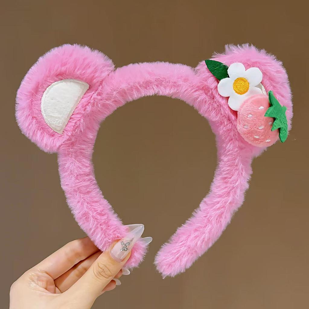 Cute Cartoon Plush Headband & Hair Clip for Face Washing and Masks - Fun Hair Accessory for Kids & Women
