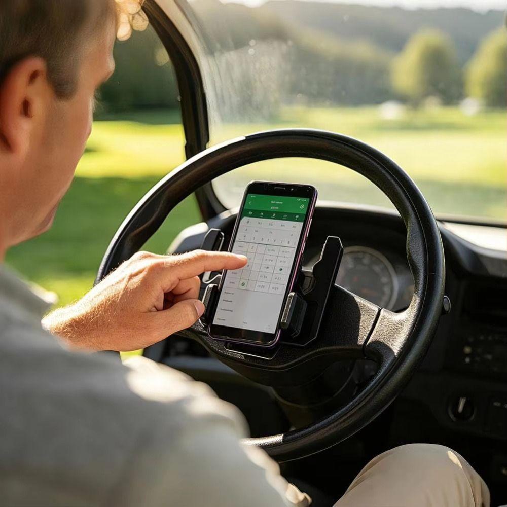 Easy to Install Steering Wheel Phone Mount Flip Up Design Golf Cart Accessory For Golfers