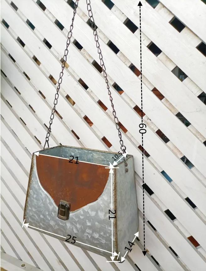 

Iron Chain Bundle Flower Pots Courtyard Garden Classical Vintage Metal Hanging Basket Originality Wall Mounted Knapsack Vase