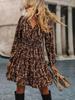 European & American Autumn/Winter Floral Lantern Sleeve Dress, Elastic Waist, Casual Vacation Long Sleeve, Women's 2025 Collection.