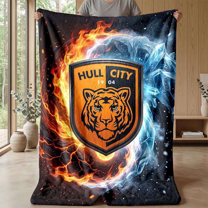Hull City Football Print Flannel Blanket, Soft Warm Lightweight Throw Blanket for Sofa Bed Camping