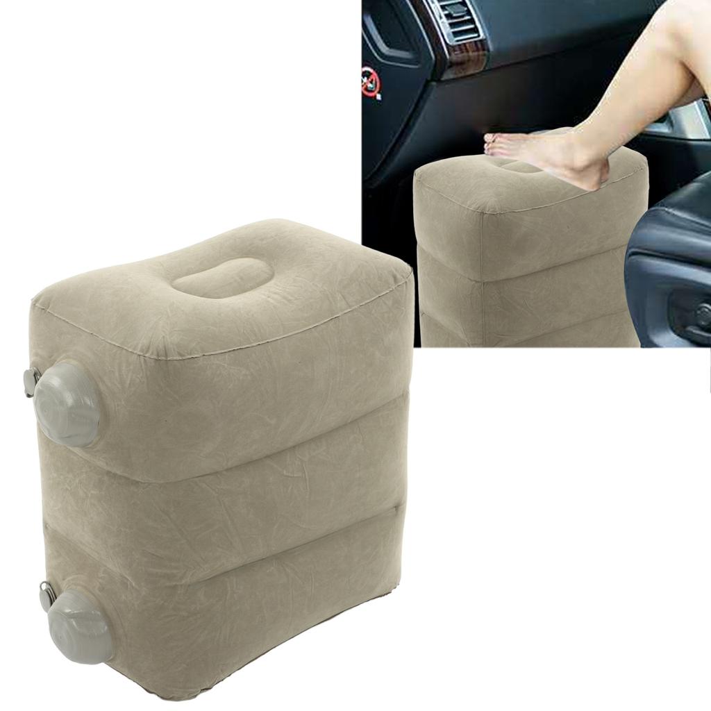 Inflatable Foot Rest Promote Blood Circulation Relieve Fatigue PVC Flocking Inflatable Footrest Cushion for Travel Dark