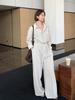 THE MIND Frühling 2026 High Waist Leinen Tencel Langarm Schlankmachender Jumpsuit T6158C