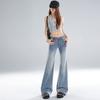 Spring Summer Ice Blue Low Waist Y2K Slim Micro Flare Trendy Denim Pants For Fashion Ladies Casual Pants Oversize Denim Trousers