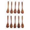 10Pcs Long Handle Wooden Spoon Set Wood Mixing Spoons Versatile Soup Spoons  For Eating