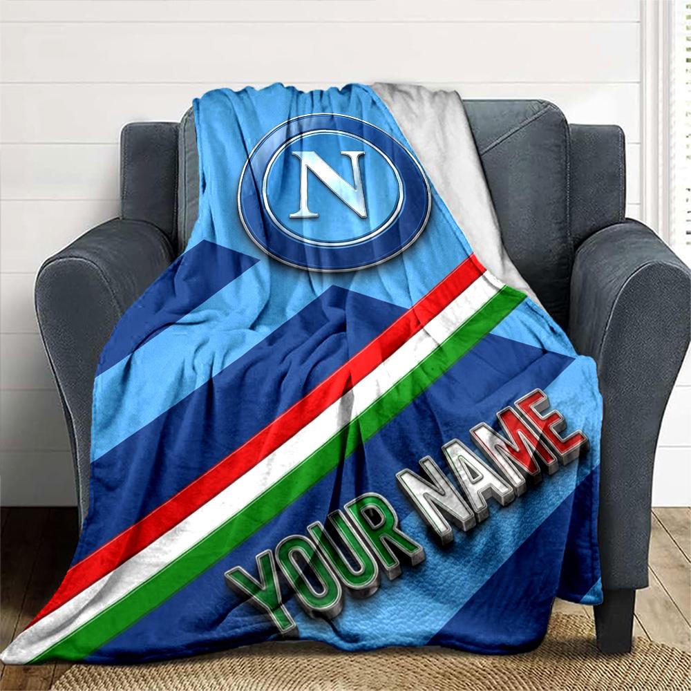 Name Custom SSC Napoli Print Flannel Blanket High Quality Warm Comfortable Cover for All Seasons Perfect for Gifts Home Decor