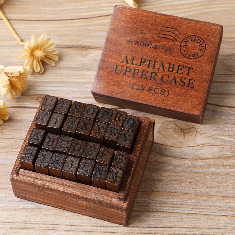 

DIY Retro Letter Stamp Set: 28-Piece Uppercase & Lowercase with 5 Digital Weather Options