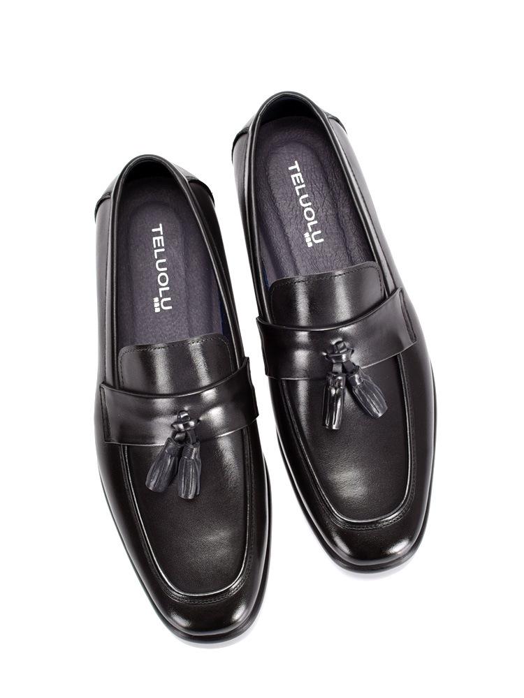 Men's Genuine Leather Tassel Loafers: Business Casual & Wedding Slip-on Shoes