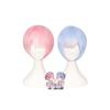 Premium Women Short Ram Rem Cosplay Wig With Stylish Adornment And Heat Resistant Synthetic Bob Hair