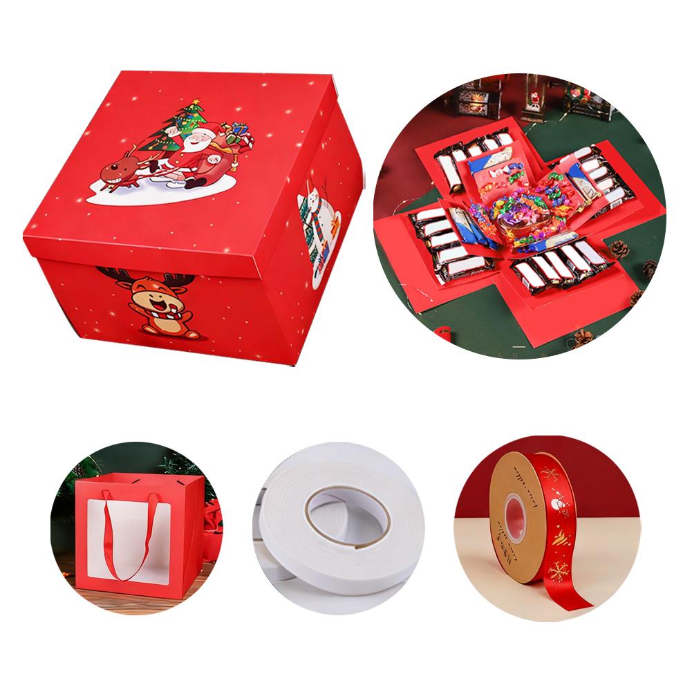 

Коробка-сюрприз на Рождество Сделай сам Легко установить Креативный подарок на Рождество Новый год Детская коробка-сюрприз 24x24CM красный