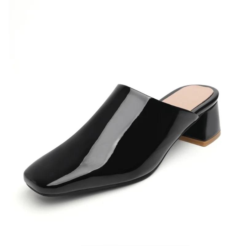 Fashion New Summer Candy Colored Low Heel Outdoor SlippersEuropean and American Women's Simple and Fashionable Coarse Heel Sandals