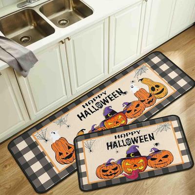 1 Stück/2 Stück Happy Halloween Kürbis Hexe Küchenbodenmatte Waschküche Rutschfeste Matte Eingangstürmatte Festivaldeko Willkommensläufer