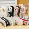 Panda Pencil Bag Green Multi-Layer Large Capacity Pensil Case Cute Cartoon Pen Holder Stationery School Supplies Gift Organizer