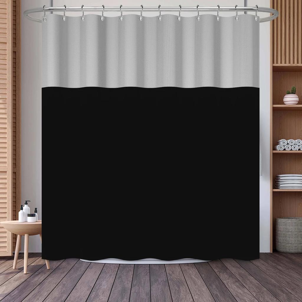 Waffle Shower Curtains Modern Hotel Style Striped Geometric Pattern Bath Decor Waterproof Polyester Bathroom Curtain with Hooks