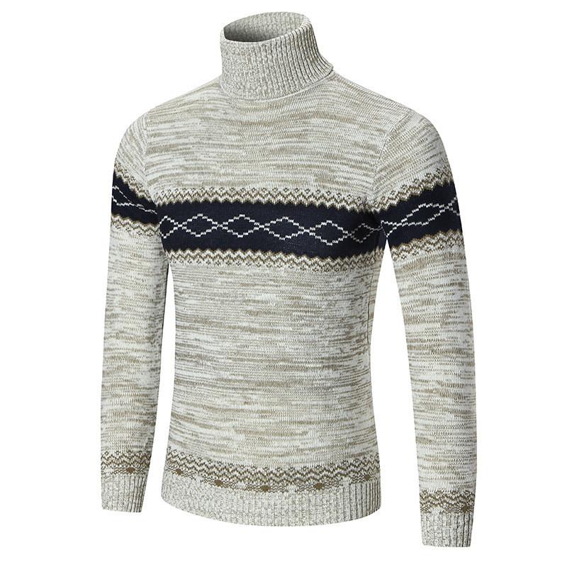 Men's Sweater High Neck Sweater Solid Color Slim Bottoming Sweater