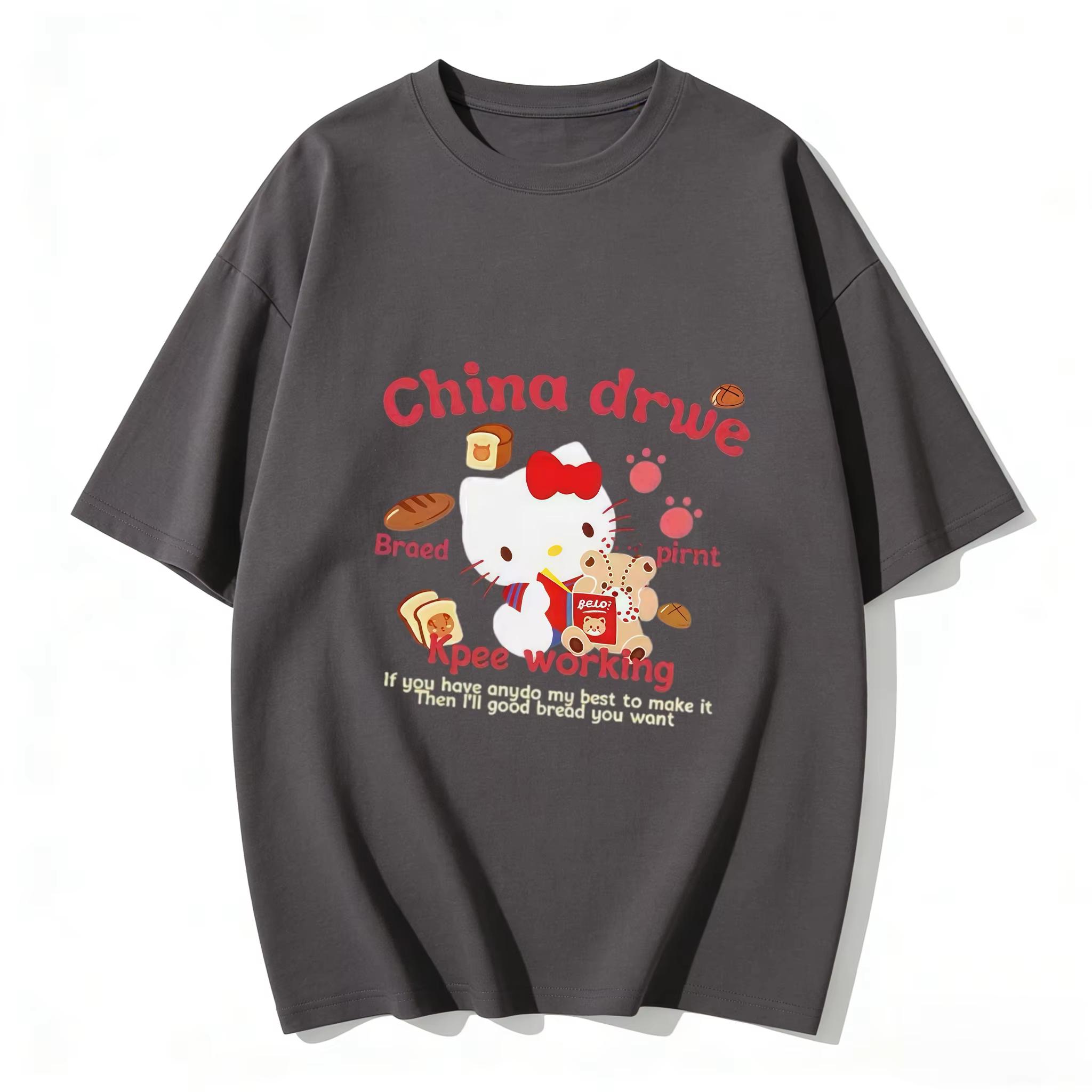 

Couple T Shirts Casual Family Matching Outfits Parentchild Tees Tops Y2k 2026 Summer New Arrival Kawaii Hello Kitty Bread Print S
