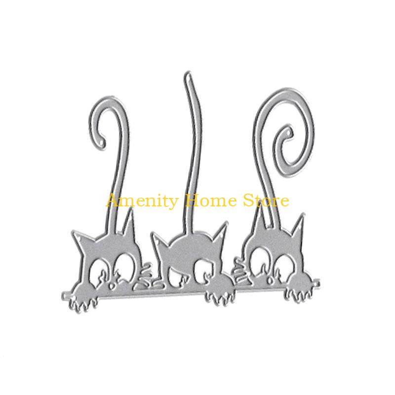 

F26C Cats Metal Cutting Dies Stencil DIY Scrapbooking Album Stamp Paper Card Embossin серебряный