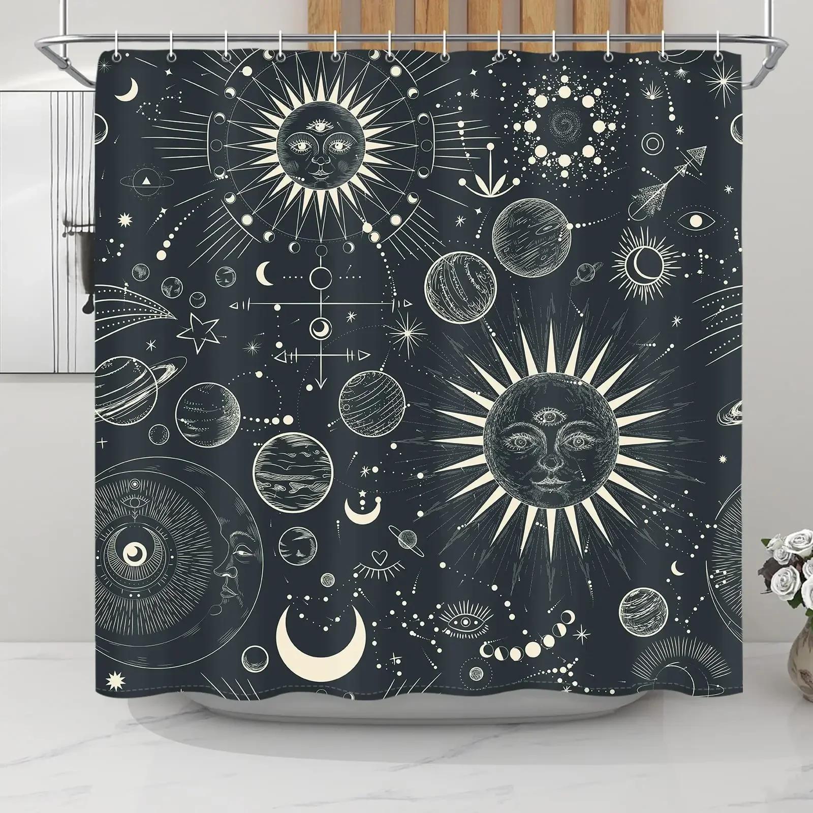 

Astrology Shower Curtain Planetarium Themed Astronomical Image Of Constellations With Horoscopes Cloth Fabric Bathroom Decor Set W60H190(CM)-1 Pcs