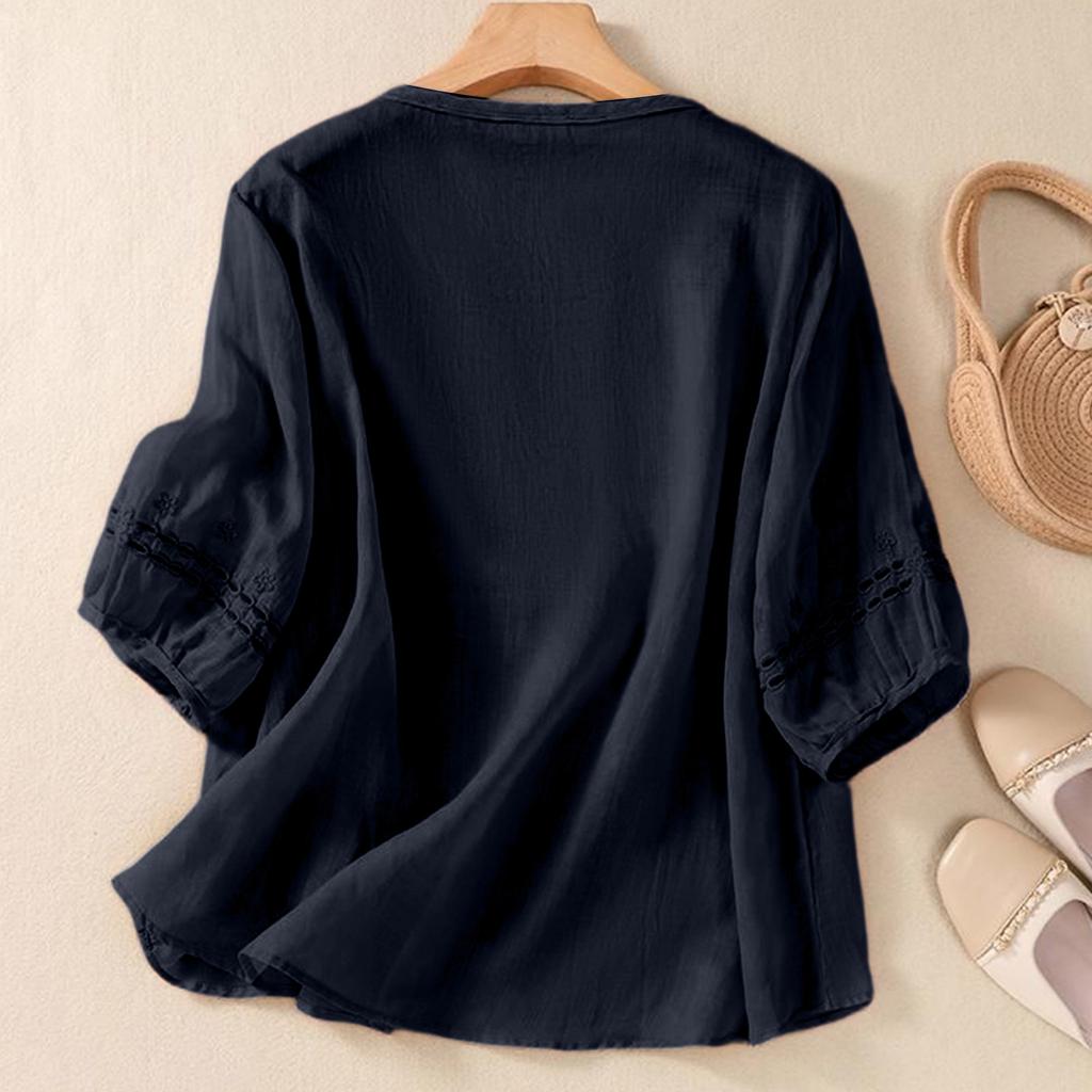 Stylish Two-piece Cotton-linen Set: Top, Vintage-inspired, Casual, And Wide-leg Pants.