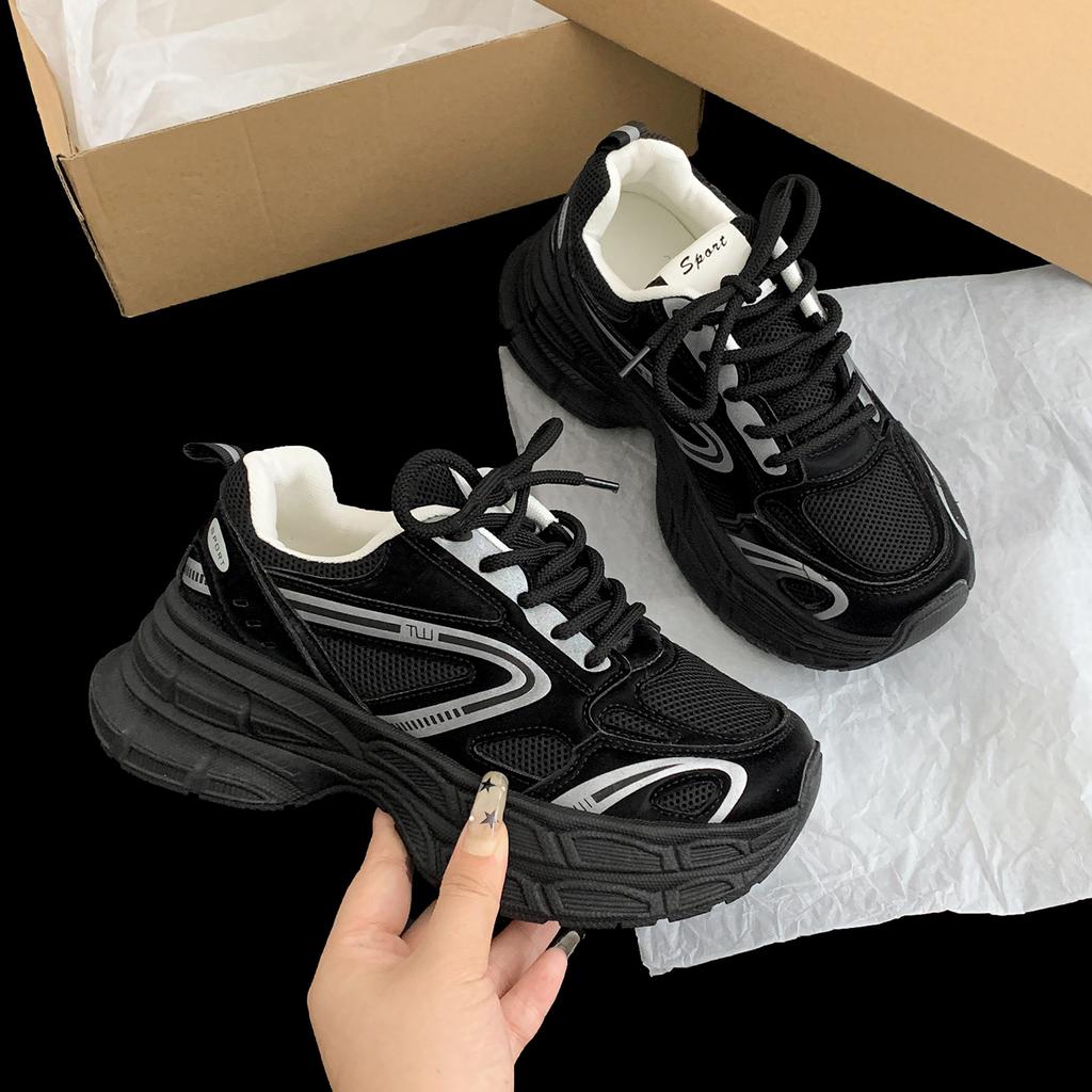 Popular Retro White Platform Dad Shoes Women's 2025 New Autumn Skirt Heightening Soft-soled Sneakers