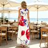 Women's Sleeveless Maxi Dress Watercolor Floral Print,Lightweight & Flowy,Elegant Chic,Perfect for Daily Casual,Friend Gatherings & Vacation Outfits