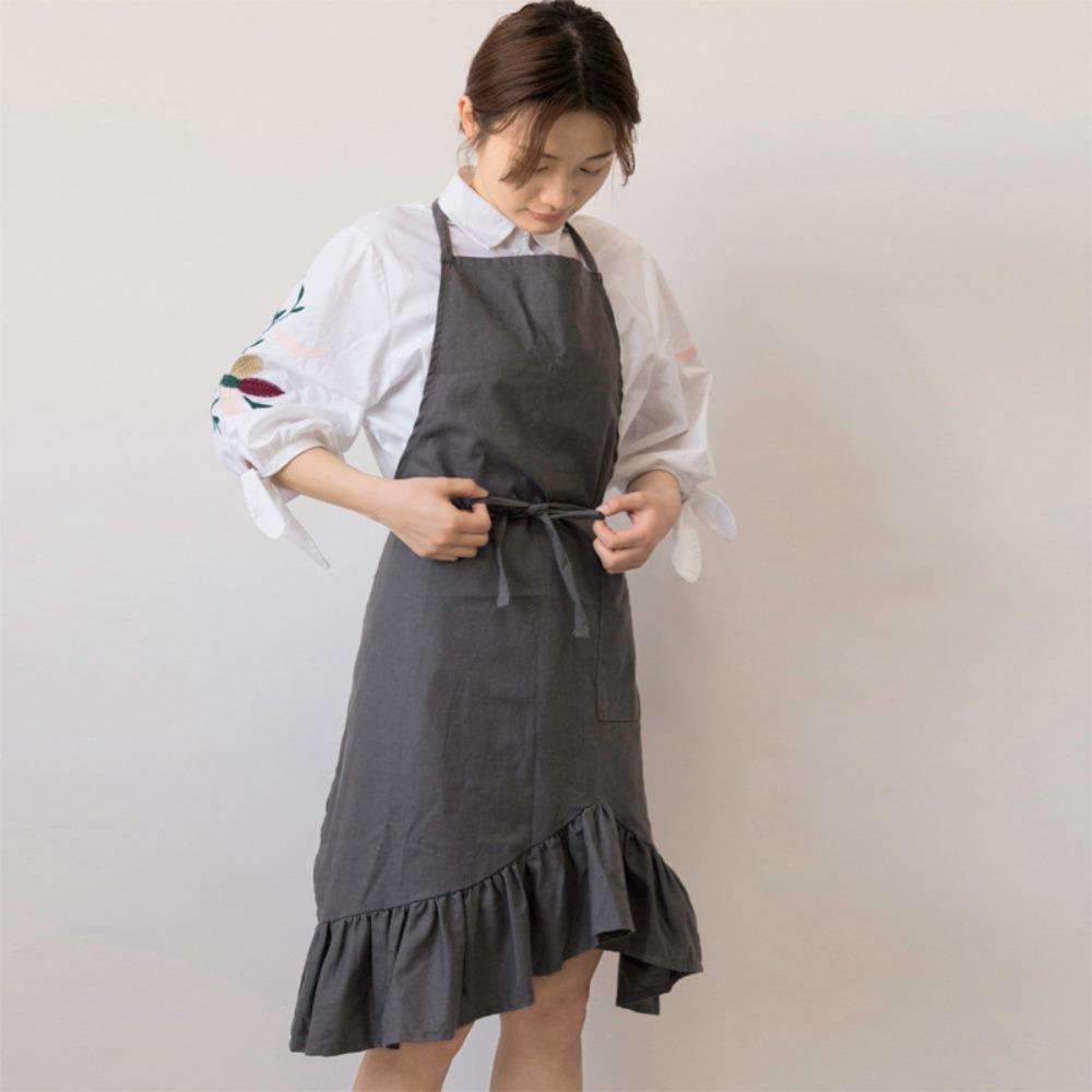 

Korean Coffee Shop Work Smock Cotton Cooking Apron Creative Butterfly Tail Apron Waitress синий