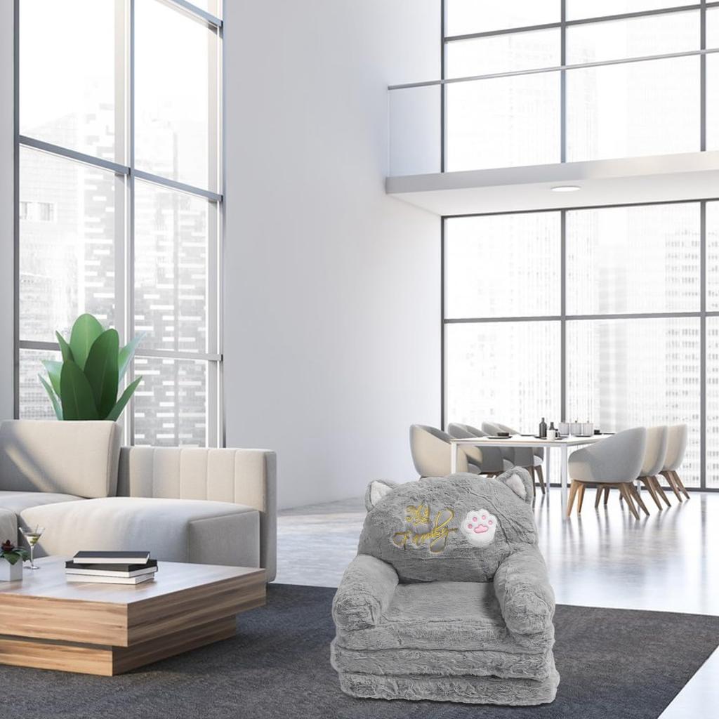 Jeffergarden Kids' Sofa, Fluffy Chair, Sofa Bed, Plush Sofa with Seat Cushion, Folding, Suitable for Children and Adults (3-Layer)