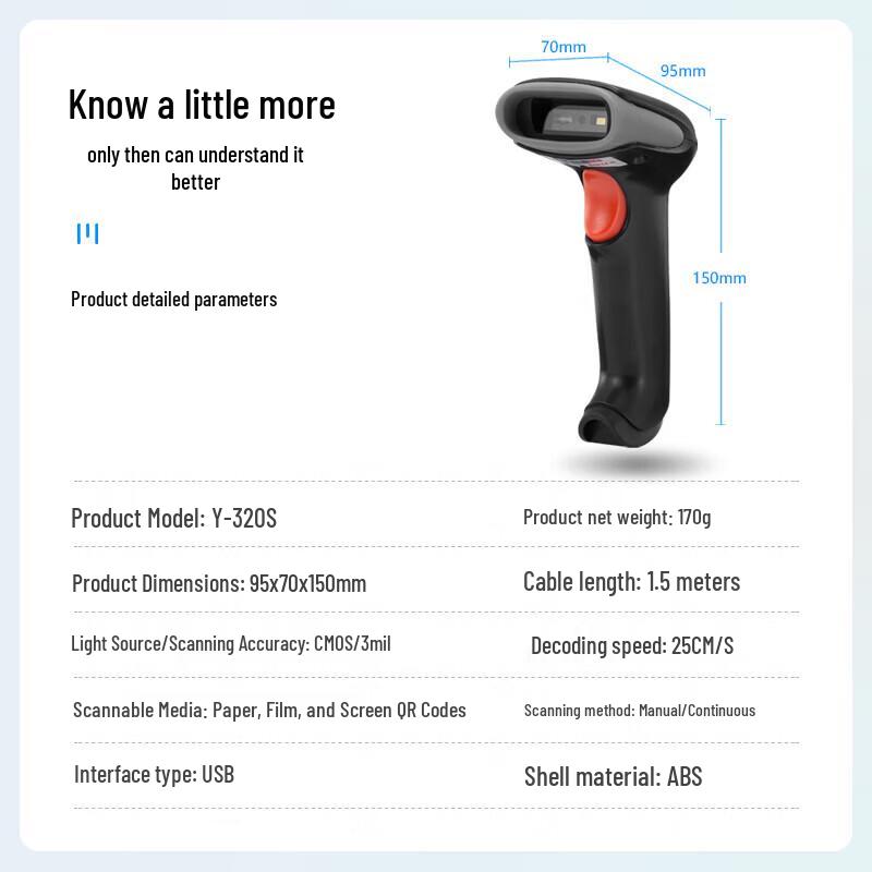 GEPAD Wired High-Speed 1D/2D Barcode Scanner