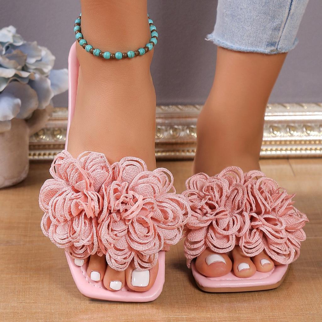 Women's Flower Flat Slippers Casual Walking Shoes Summer Outdoor Sandals
