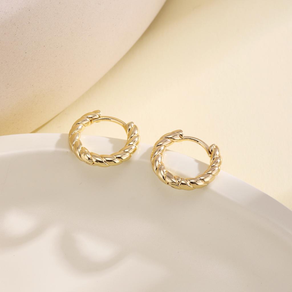 Nidin Trendy S/M/L Size Twisted Small Hoop Earrings For Women Minimalist Lightweight Comfortable Daily Wear Fashion Ear Jewelry