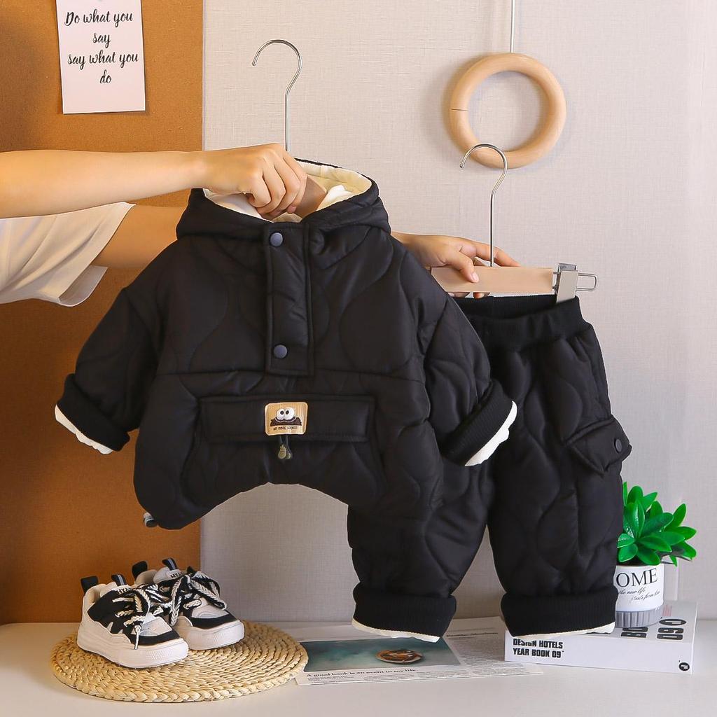 Boys' long sleeved 2-piece set, Children's thick warm cotton clothing, Comfortable clothes for babies